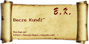 Becze Kunó névjegykártya
